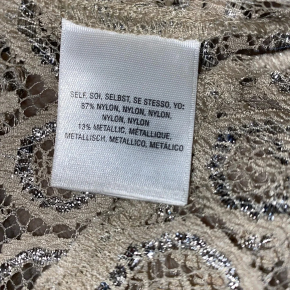 Anthropologie Akemi + Kin Metallic Silver Lace Babydoll Blouse - Picture 7 of 7